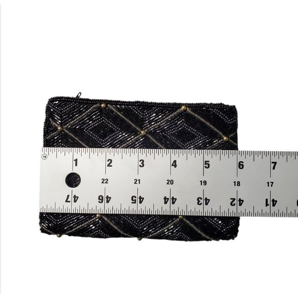Neiman Marcus Vintage Beaded Mini Bag Coin Purse Black Gold - Picture 7 of 9